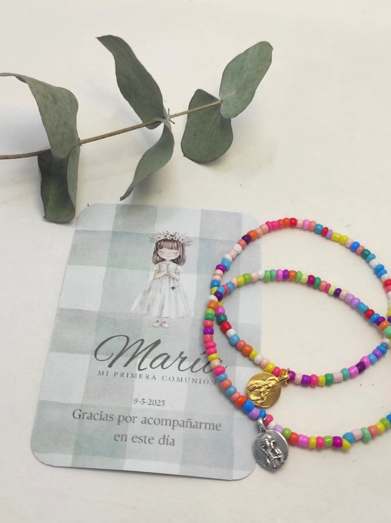 Pulsera escapulario abalorios con recordatorio (5 ud mínimo)